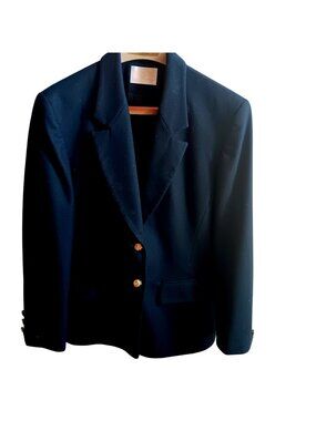 sz 6 Vintage Pendleton Womens Black Wool Blazer Jacket Gold Buttons USA 1980s